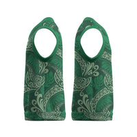 Forest Green Monstera Christmas Knitted V-Neck Vest Polynesian Tribal Pattern - Polynesian Pride