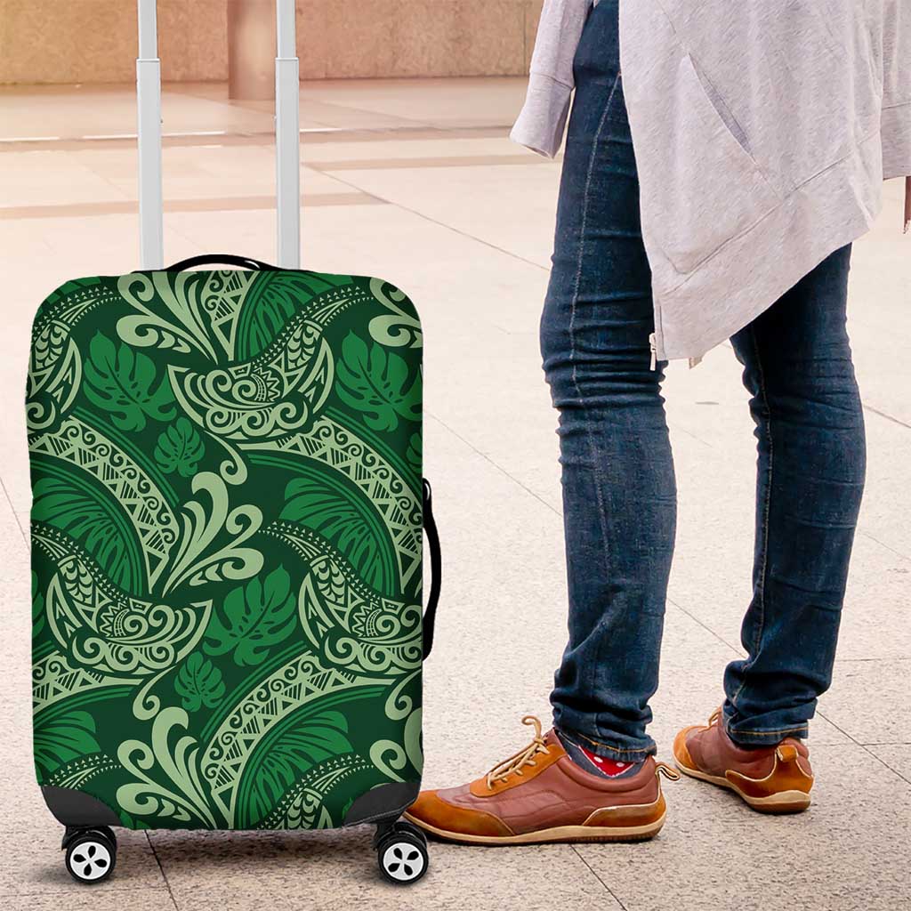 Forest Green Monstera Luggage Cover Polynesian Tribal Pattern LT01 Green - Polynesian Pride