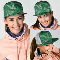 Forest Green Monstera Mesh Trucker Cap Polynesian Tribal Pattern - Polynesian Pride