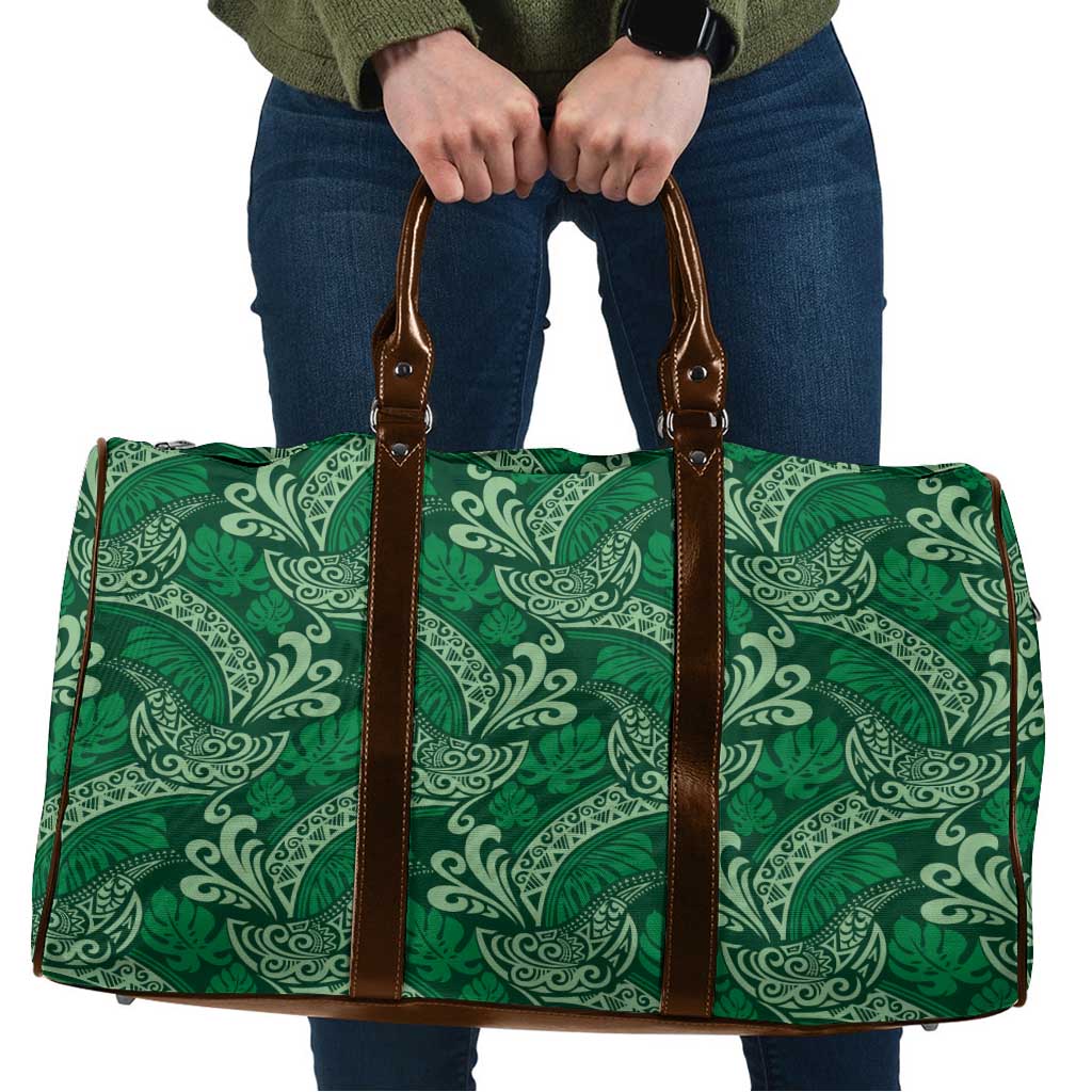 Forest Green Monstera Travel Bag Polynesian Tribal Pattern LT01 Green - Polynesian Pride