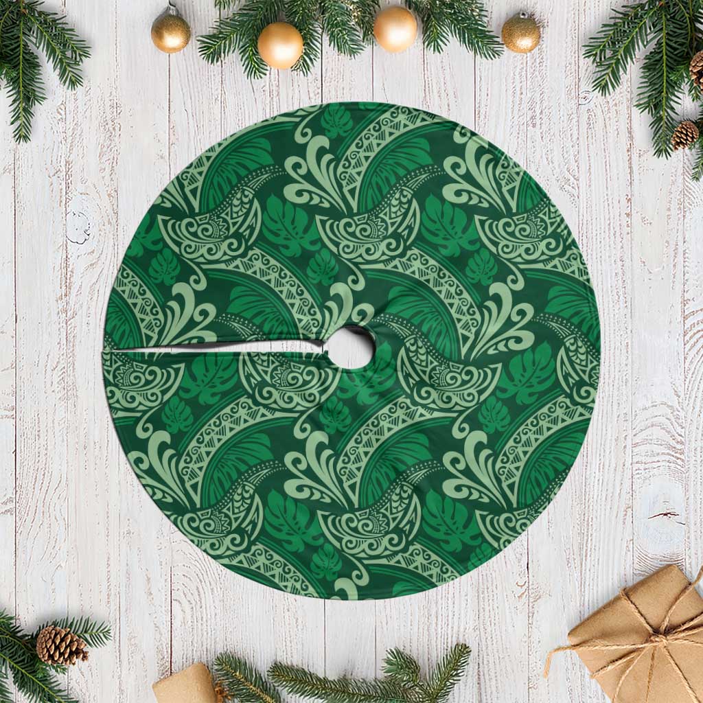 Forest Green Monstera Tree Skirt Polynesian Tribal Pattern LT01 Casual Green - Polynesian Pride