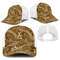 Brown Gold Monstera Baseball Net Cap Polynesian Tribal Pattern - Polynesian Pride
