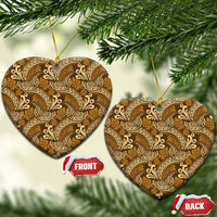 Brown Gold Monstera Ceramic Ornament Polynesian Tribal Pattern - Polynesian Pride