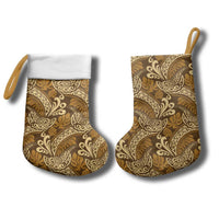 Brown Gold Monstera Christmas Stocking Polynesian Tribal Pattern - Polynesian Pride