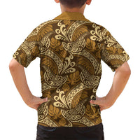 Brown Gold Monstera Family Matching Summer Maxi Dress and Hawaiian Shirt Polynesian Tribal Pattern - Polynesian Pride