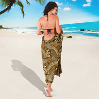 Brown Gold Monstera Sarong Polynesian Tribal Pattern - Polynesian Pride