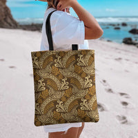 Brown Gold Monstera Tote Bag Polynesian Tribal Pattern - Polynesian Pride