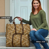 Brown Gold Monstera Travel Bag Polynesian Tribal Pattern - Polynesian Pride