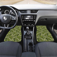 Olive Green Monstera Car Mats Polynesian Tribal Pattern - Polynesian Pride