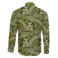 Olive Green Monstera Family Matching Off Shoulder Maxi Dress and Hawaiian Shirt Polynesian Tribal Pattern - Polynesian Pride
