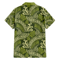 Olive Green Monstera Family Matching Tank Maxi Dress and Hawaiian Shirt Polynesian Tribal Pattern - Polynesian Pride