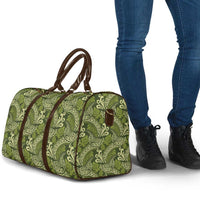 Olive Green Monstera Travel Bag Polynesian Tribal Pattern - Polynesian Pride
