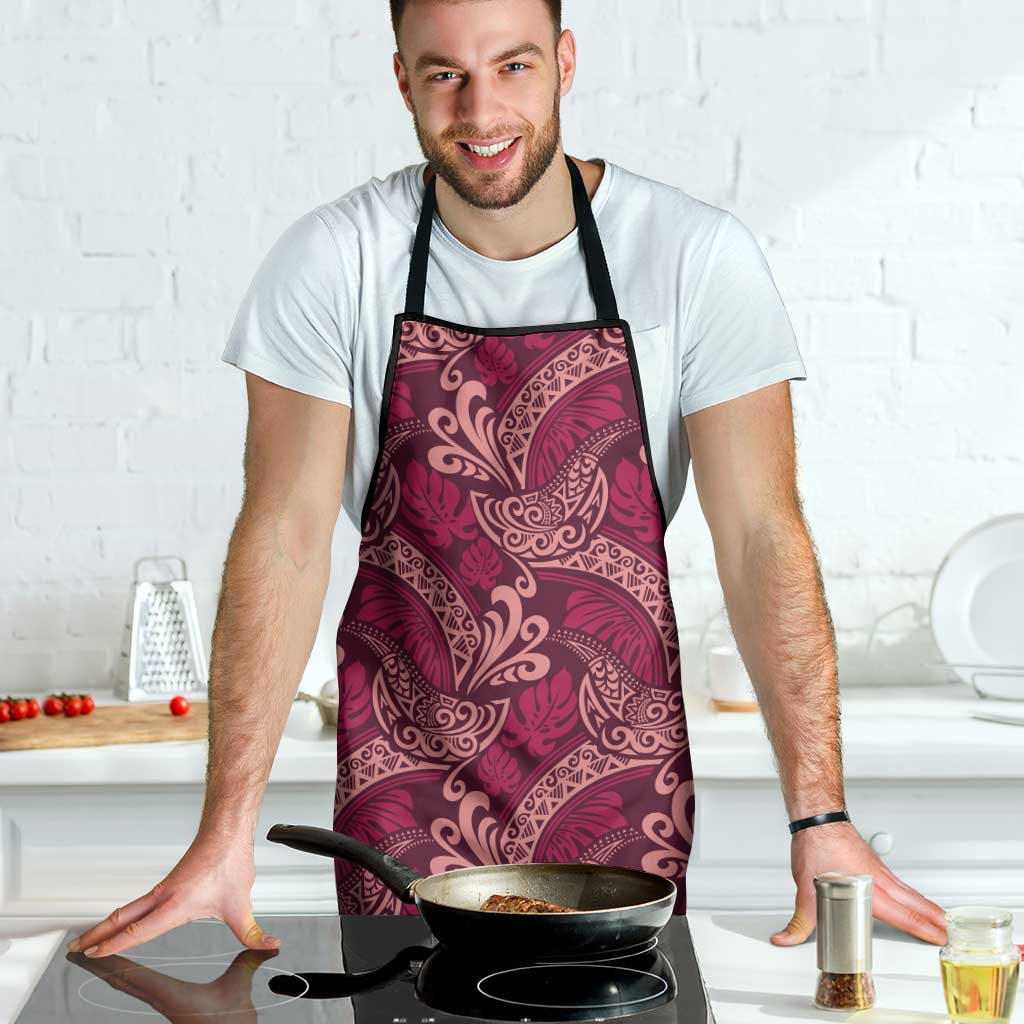 Sweet Pink Monstera Apron Polynesian Tribal Pattern - Polynesian Pride