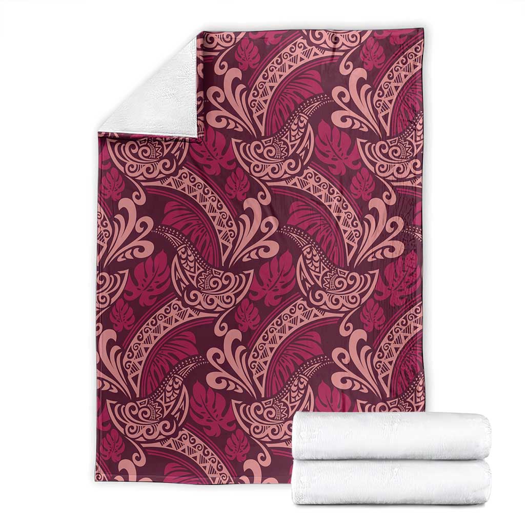 Sweet Pink Monstera Blanket Polynesian Tribal Pattern - Polynesian Pride