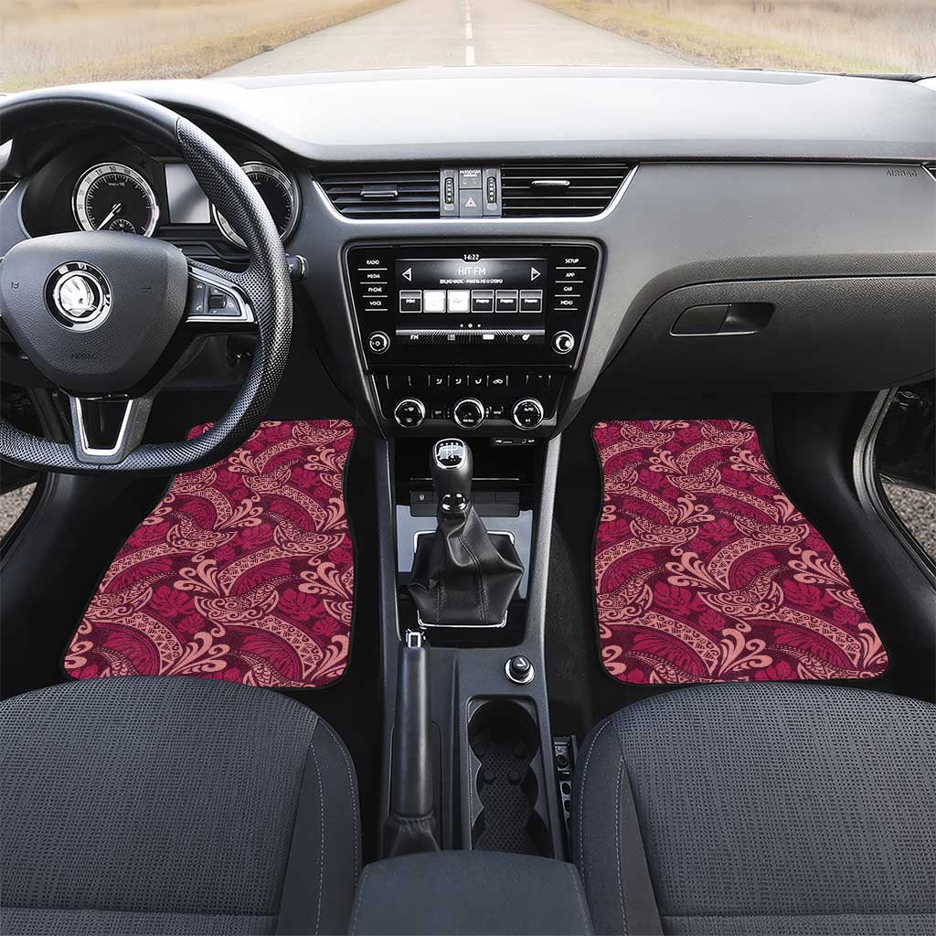 Sweet Pink Monstera Car Mats Polynesian Tribal Pattern - Polynesian Pride