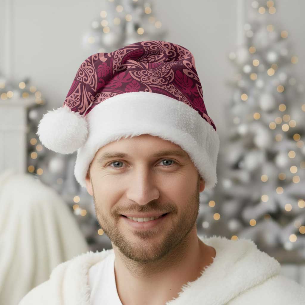 Sweet Pink Monstera Christmas Santa Hat Polynesian Tribal Pattern - Polynesian Pride