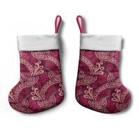 Sweet Pink Monstera Christmas Stocking Polynesian Tribal Pattern - Polynesian Pride