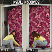 Sweet Pink Monstera Door Cover Polynesian Tribal Pattern - Polynesian Pride