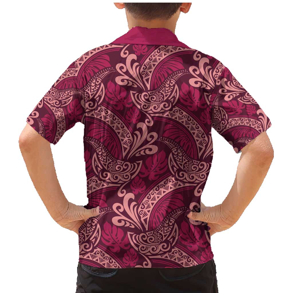 Sweet Pink Monstera Family Matching Mermaid Dress and Hawaiian Shirt Polynesian Tribal Pattern LT01 - Polynesian Pride