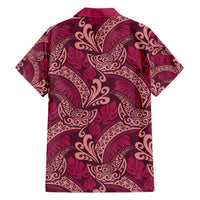 Sweet Pink Monstera Family Matching Off Shoulder Maxi Dress and Hawaiian Shirt Polynesian Tribal Pattern - Polynesian Pride