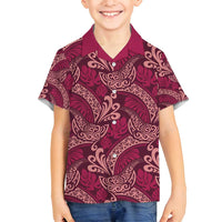 Sweet Pink Monstera Family Matching Off Shoulder Maxi Dress and Hawaiian Shirt Polynesian Tribal Pattern - Polynesian Pride
