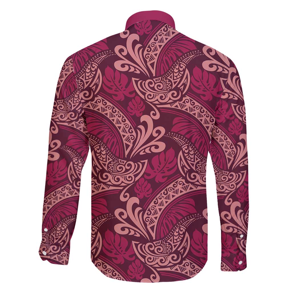 Sweet Pink Monstera Family Matching Summer Maxi Dress and Hawaiian Shirt Polynesian Tribal Pattern - Polynesian Pride
