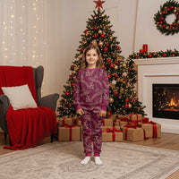 Sweet Pink Monstera Christmas Pajama Set Polynesian Tribal Pattern - Polynesian Pride