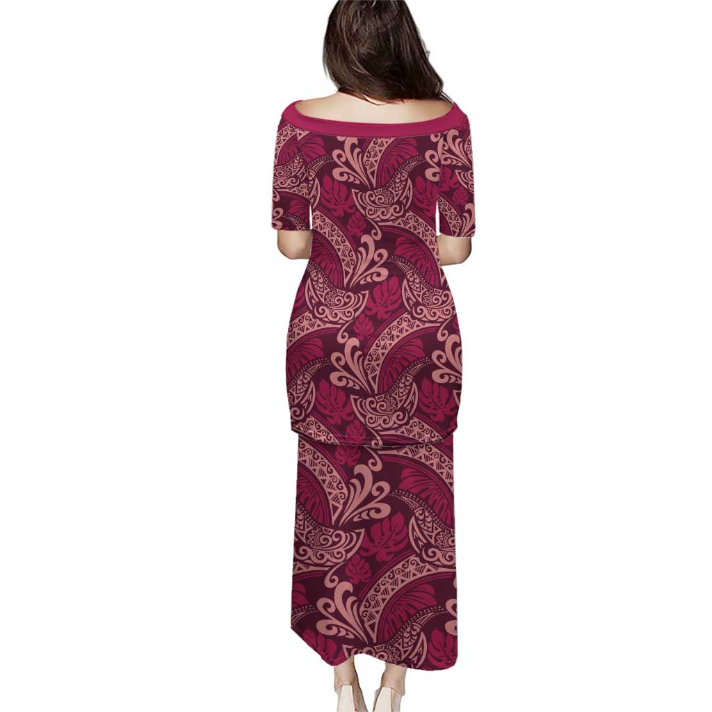Sweet Pink Monstera Puletasi Polynesian Tribal Pattern - Polynesian Pride