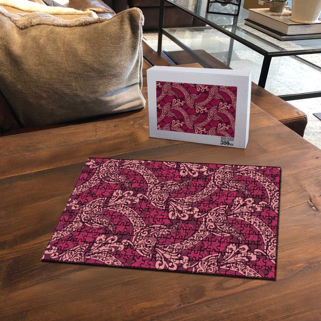 Sweet Pink Monstera Puzzle Polynesian Tribal Pattern - Polynesian Pride