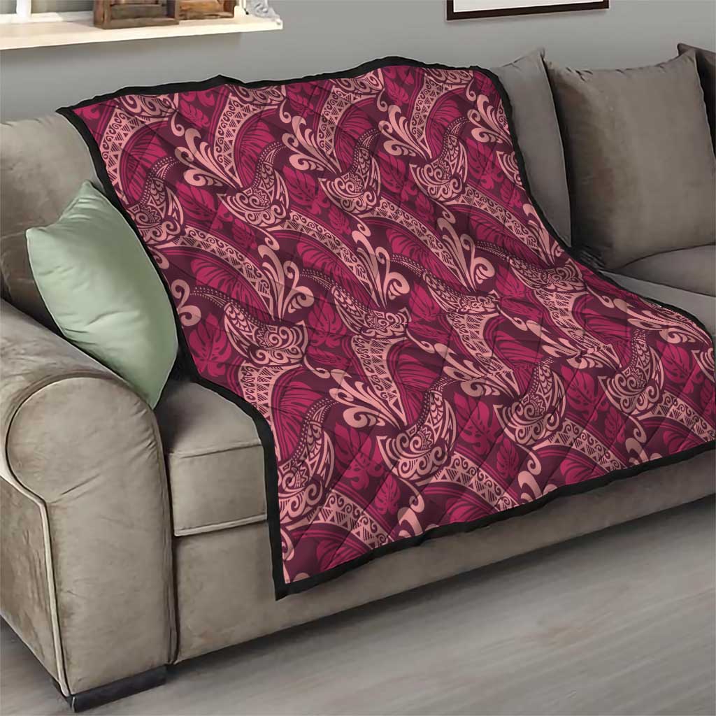 Sweet Pink Monstera Quilt Polynesian Tribal Pattern - Polynesian Pride