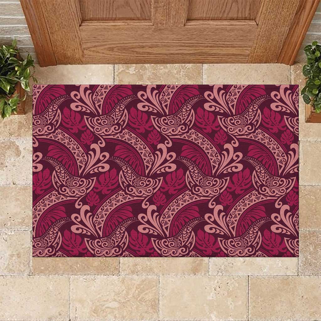 Sweet Pink Monstera Rubber Doormat Polynesian Tribal Pattern LT01 Pink - Polynesian Pride