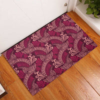 Sweet Pink Monstera Rubber Doormat Polynesian Tribal Pattern - Polynesian Pride