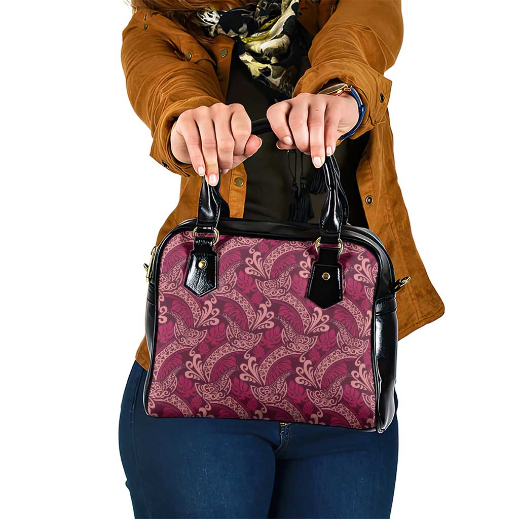 Sweet Pink Monstera Shoulder Handbag Polynesian Tribal Pattern - Polynesian Pride