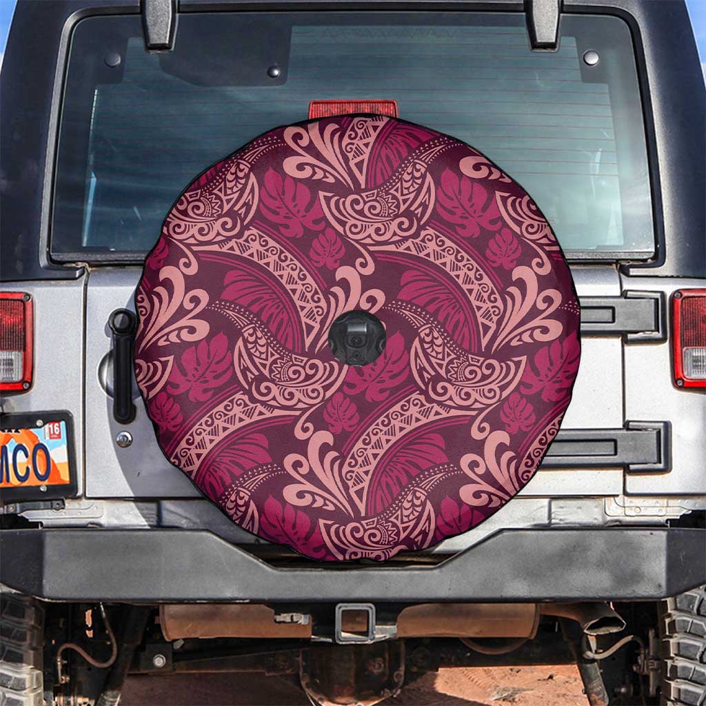 Sweet Pink Monstera Spare Tire Cover Polynesian Tribal Pattern - Polynesian Pride