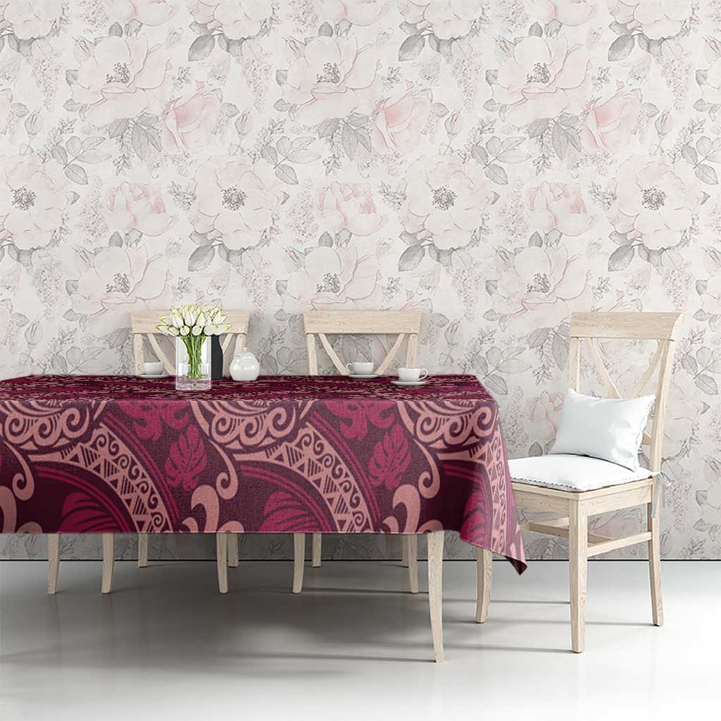 Sweet Pink Monstera Tablecloth Polynesian Tribal Pattern - Polynesian Pride
