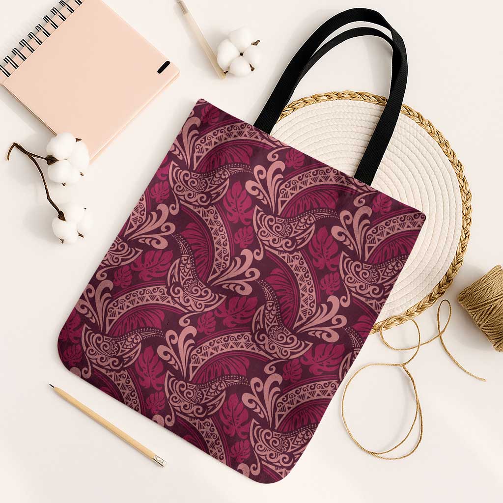 Sweet Pink Monstera Tote Bag Polynesian Tribal Pattern - Polynesian Pride