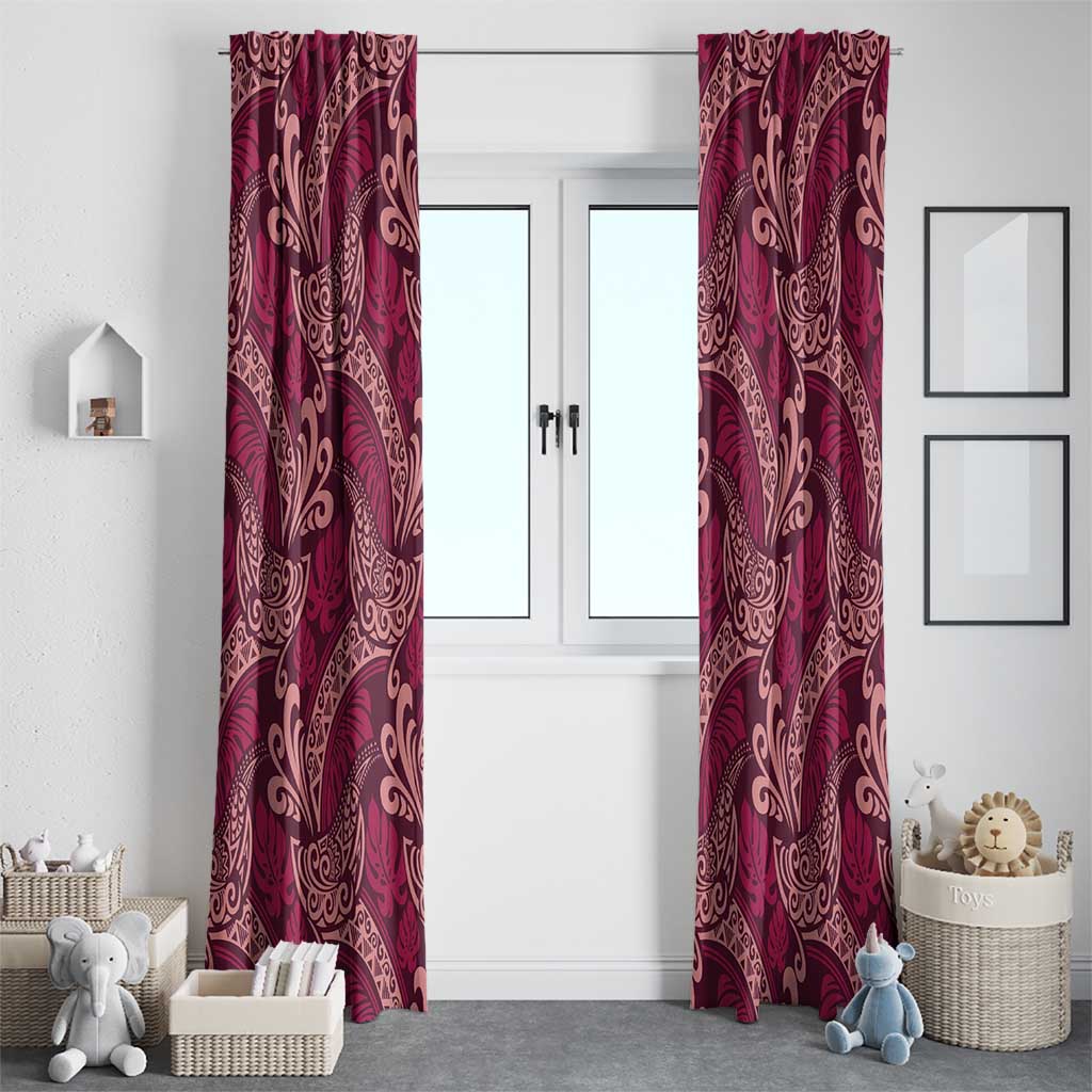 Sweet Pink Monstera Window Curtain Polynesian Tribal Pattern - Polynesian Pride