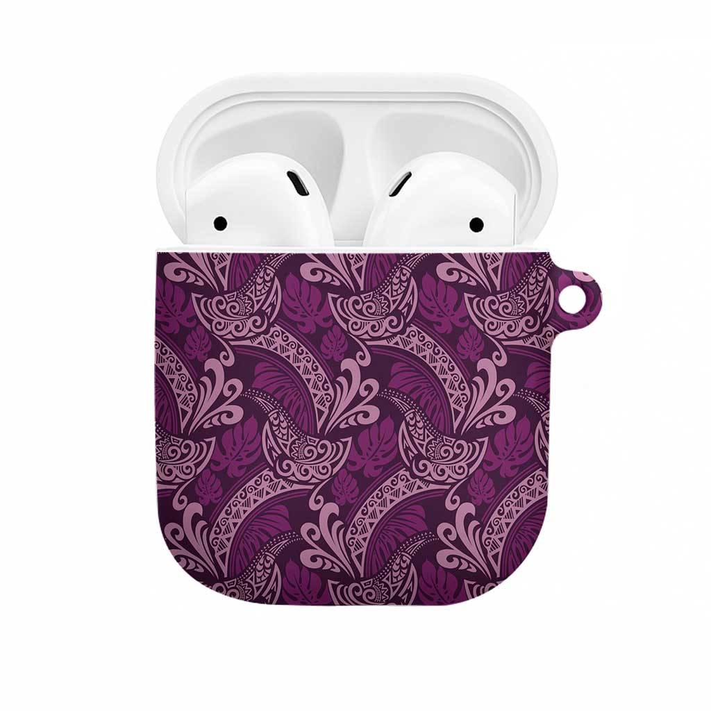 Royal Purple Monstera AirPods Case Polynesian Tribal Pattern LT01 Purple - Polynesian Pride