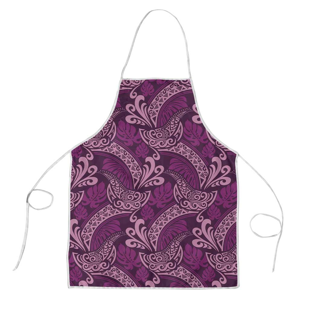 Royal Purple Monstera Apron Polynesian Tribal Pattern LT01 Purple - Polynesian Pride