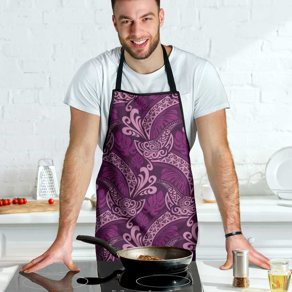 Royal Purple Monstera Apron Polynesian Tribal Pattern - Polynesian Pride