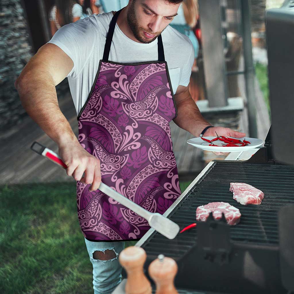 Royal Purple Monstera Apron Polynesian Tribal Pattern - Polynesian Pride