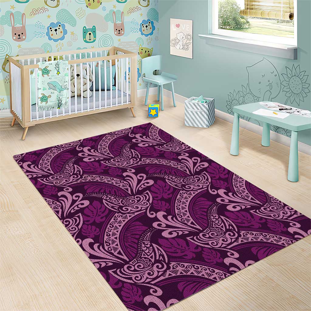 Royal Purple Monstera Area Rug Polynesian Tribal Pattern - Polynesian Pride