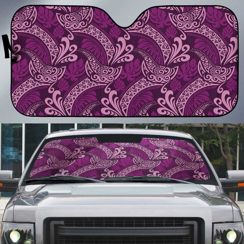 Royal Purple Monstera Auto Sun Shade Polynesian Tribal Pattern LT01 Purple - Polynesian Pride