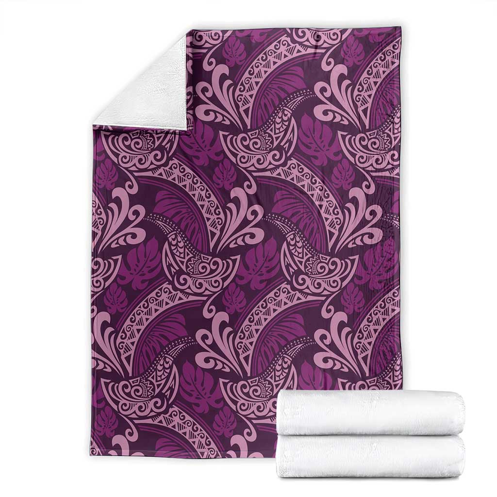 Royal Purple Monstera Blanket Polynesian Tribal Pattern - Polynesian Pride