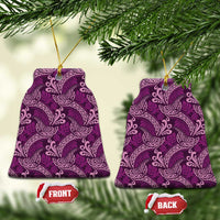 Royal Purple Monstera Ceramic Ornament Polynesian Tribal Pattern - Polynesian Pride