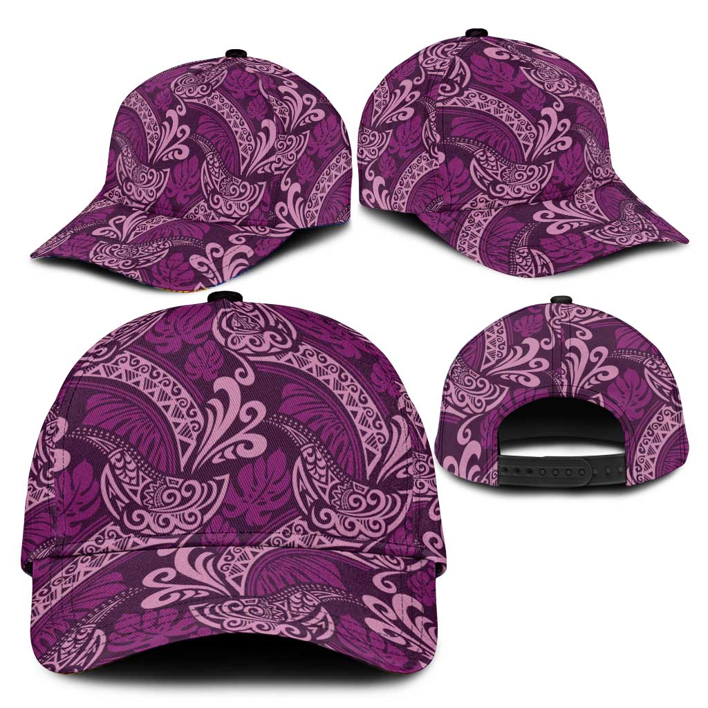 Royal Purple Monstera Classic Cap Polynesian Tribal Pattern - Polynesian Pride