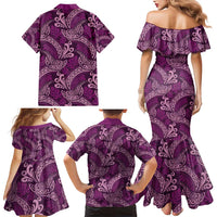 Royal Purple Monstera Family Matching Mermaid Dress and Hawaiian Shirt Polynesian Tribal Pattern LT01 - Polynesian Pride