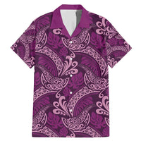 Royal Purple Monstera Family Matching Mermaid Dress and Hawaiian Shirt Polynesian Tribal Pattern LT01 Dad's Shirt - Short Sleeve Purple - Polynesian Pride