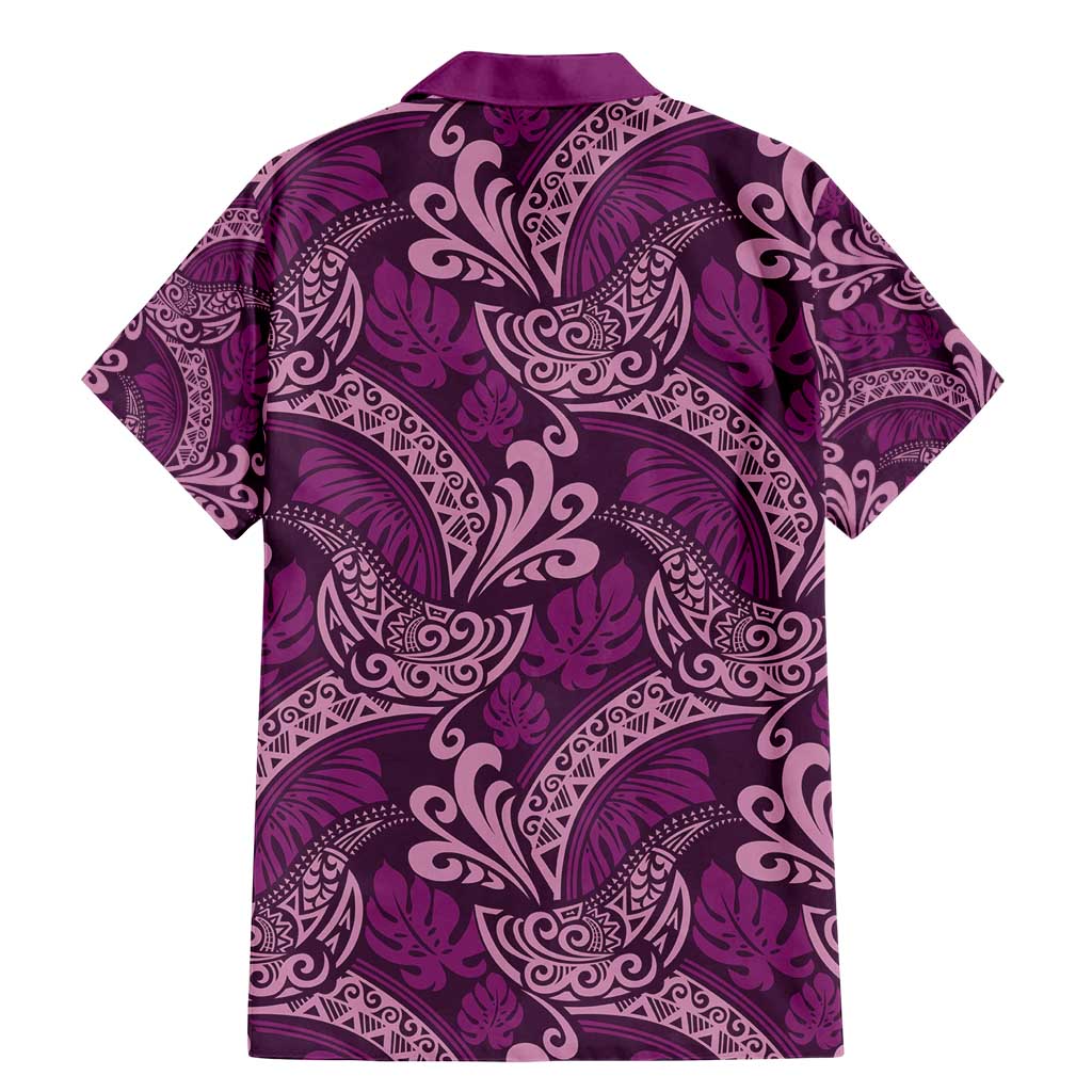 Royal Purple Monstera Family Matching Mermaid Dress and Hawaiian Shirt Polynesian Tribal Pattern LT01 - Polynesian Pride