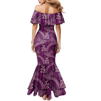 Royal Purple Monstera Family Matching Mermaid Dress and Hawaiian Shirt Polynesian Tribal Pattern LT01 - Polynesian Pride